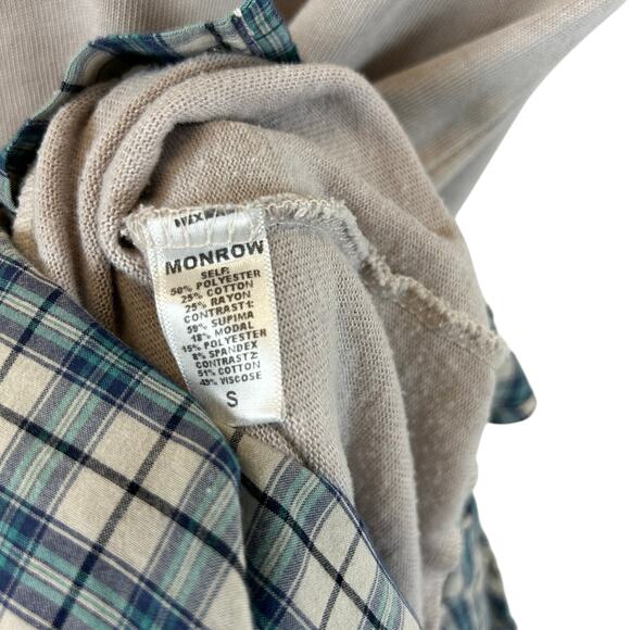 MONROW Layered Look Terry cloth with Button down shirt round hem Dress Size S - Picture 5 of 8